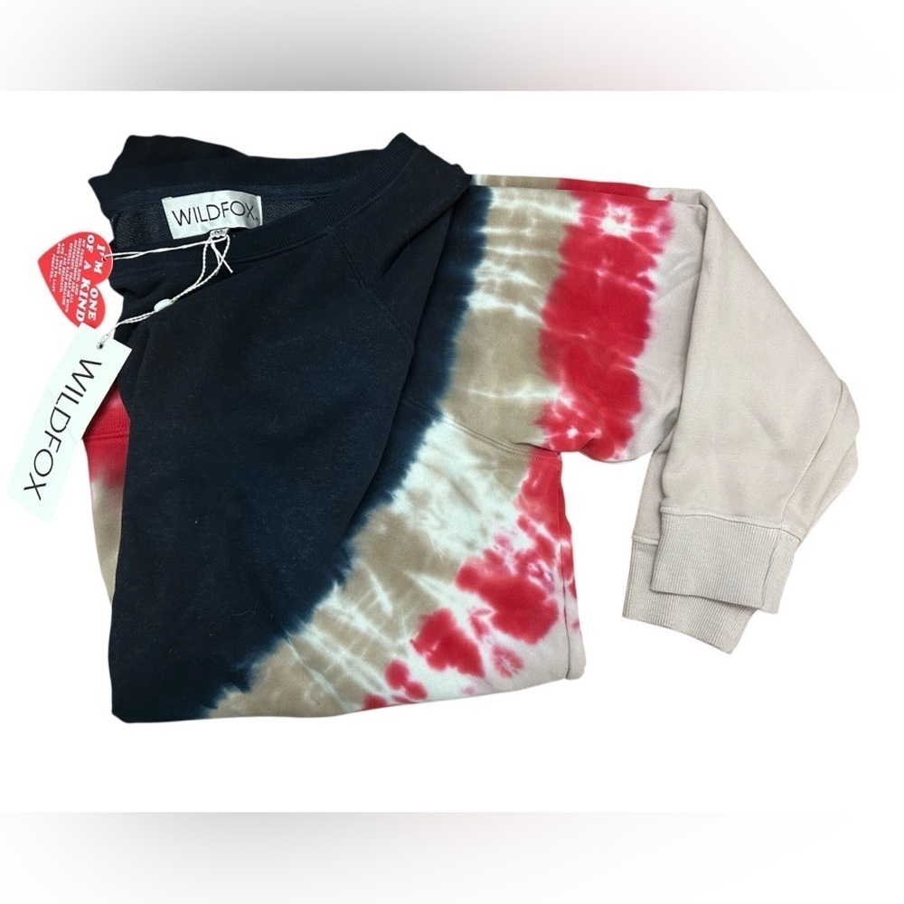 Wildfox Size Medium Daydreamer V-Pattern Tie-Dye Terry Oversized Crew Sweater - Picture 2 of 4
